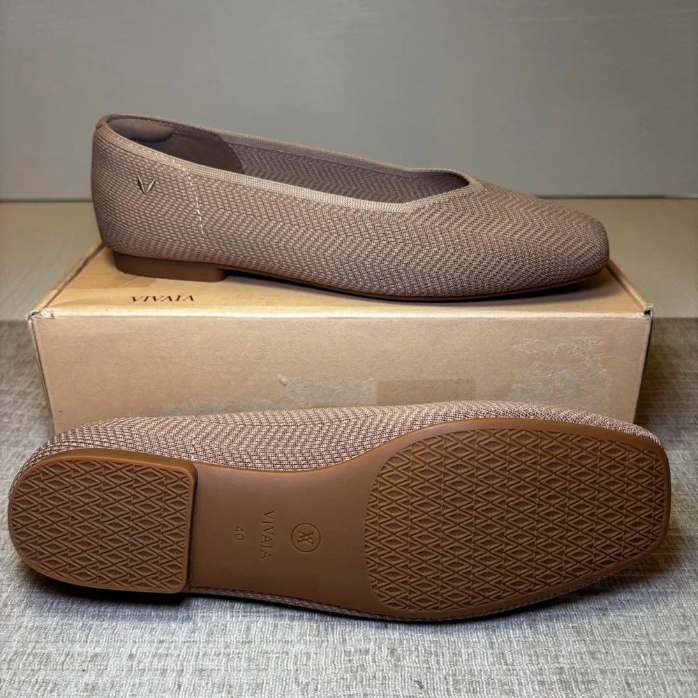 VIVAIA Margot 2.0 Espresso Square Toe Knit Flats‎ EU 40 / US 9
